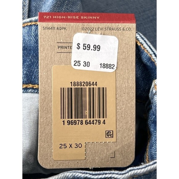 Levi's Women's 721 High Rise Skinny Leg Factory Distressed Stretch Jeans 25 x 30 - Picture 13 of 15